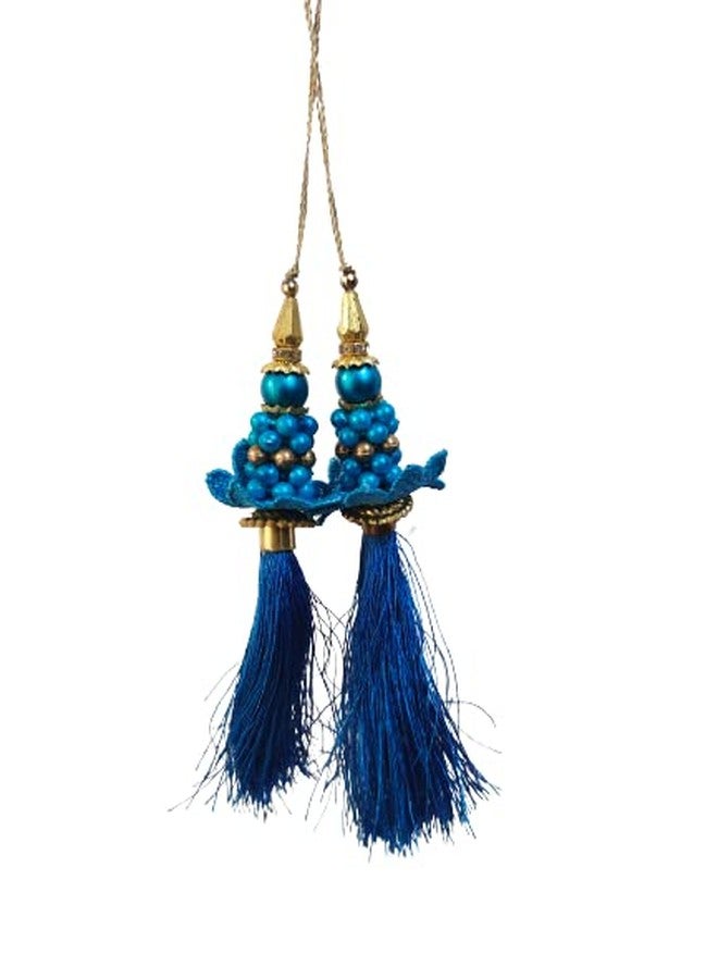 PRIMEFAIR Handmade Women Fabric Ethnic Hanging Tassel and latkan for Blouse Saree, Small -Set of-2 Brooches & Pins (FIROZI) - Image 1